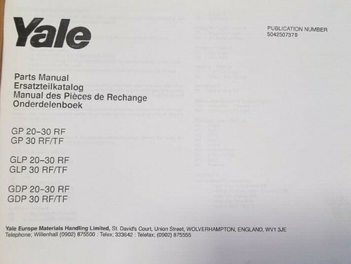 Catálogo de piezas de repuesto Yale Europe - GP 20-30 RF - GB D FR NL - 504250737D - Imagen 2 de 3