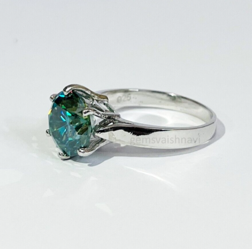 6CT Azul Tratados Diamante Anillo VVS1 en Blanco Chapado Oro Certificado! Ideal - Imagen 4 de 6