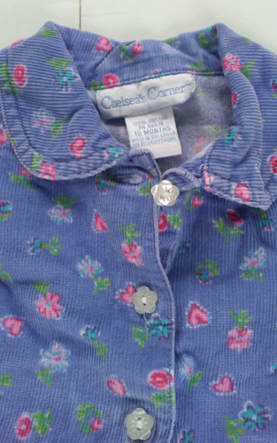 vintage infant's long-sleeve light blue jumper w/floral & hearts, 12mo Preowned - Picture 3 of 6