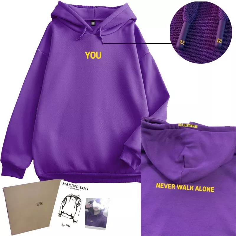 BTS Jimin Hoodie WITH YOU HOODY Purple Pullover Hooded Sweatshirts With Photo