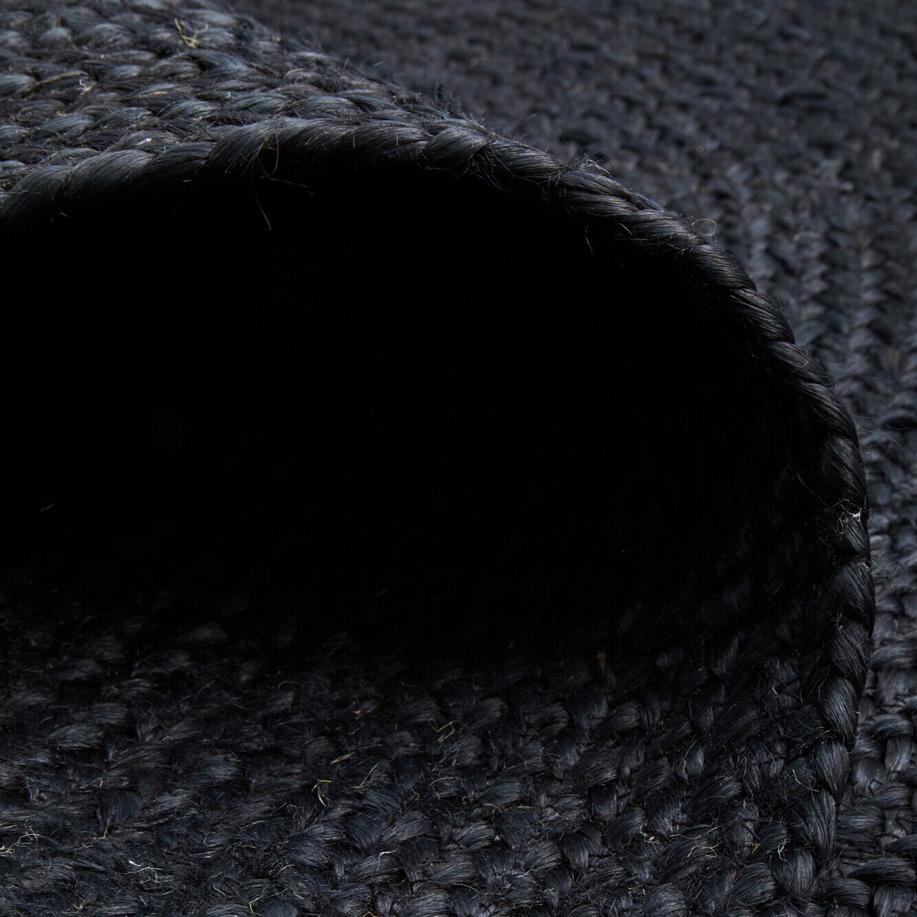 oval Rug 100% braided black jute modern rug living reversible rustic look rug - Picture 9 of 11
