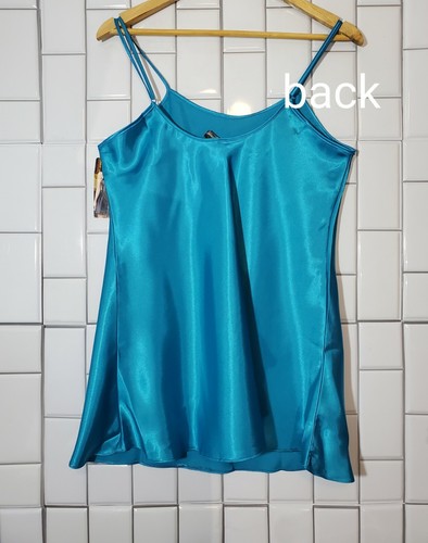 NWT  ICOLLECTION LINGERIE  Short Satin Like Nightie Color Teal  Adjustable Strap - Picture 3 of 9