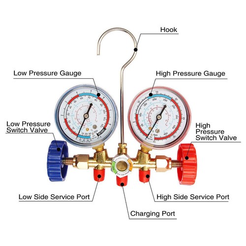 A/C AC 3-Way Car Air Conditioner Diagnostic Recharge Measuring Kits Hose Gauge - Picture 7 of 15