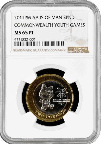 Isle of Man 2 pounds 2011, NGC MS65 PL, "IV Commonwealth Youth Games"