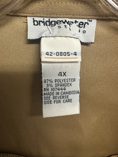Top de carrera Bridgewater Studio con botones delanteros para mujer talla grande 4X marrón café tostado - Imagen 3 de 4