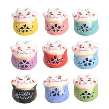 10pcs 17mm Fortune Cat Raise Claws Painting Ceramic Porcelain Loose Beads Lot
