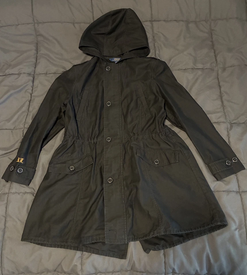 Polo Ralph Lauren 和平用品军用棉黑色夹克女孩 L/G (12-14) — 第 4/4 张图片