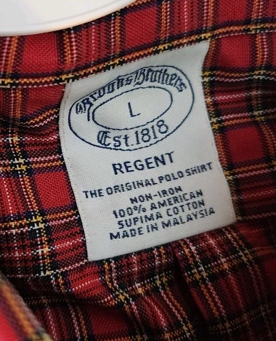 Camisa de vestir Brooks Brothers Regent SUPIMA algodón para hombre talla XL roja negra amarilla Foto 3 de 4