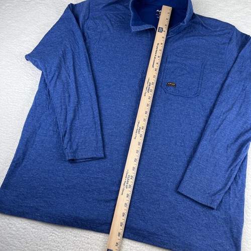 ARIAT Rebar Foundation 1/4 Zip Pullover Shirt Mens 2XL Blue Long Sleeve Stretch - Picture 4 of 6