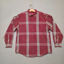 Izod Men's Red Check Long Sleeve Button Up Shirt Size Large