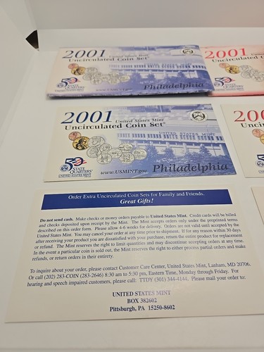 Set 10 monete prova Denver e Philadelphia US Mint 2001 non circolate in buste - Foto 8 di 23
