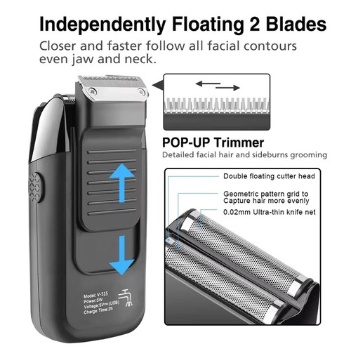 LCD Folienrasierer Elektrischer Akku Rasierer für Männer Nass-/Trockenrasierer Wiederaufladbar USB - Bild 8 von 17
