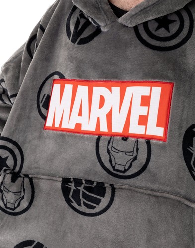 Sudadera con capucha manta gris con logotipo Marvel para hombre - Imagen 3 de 9
