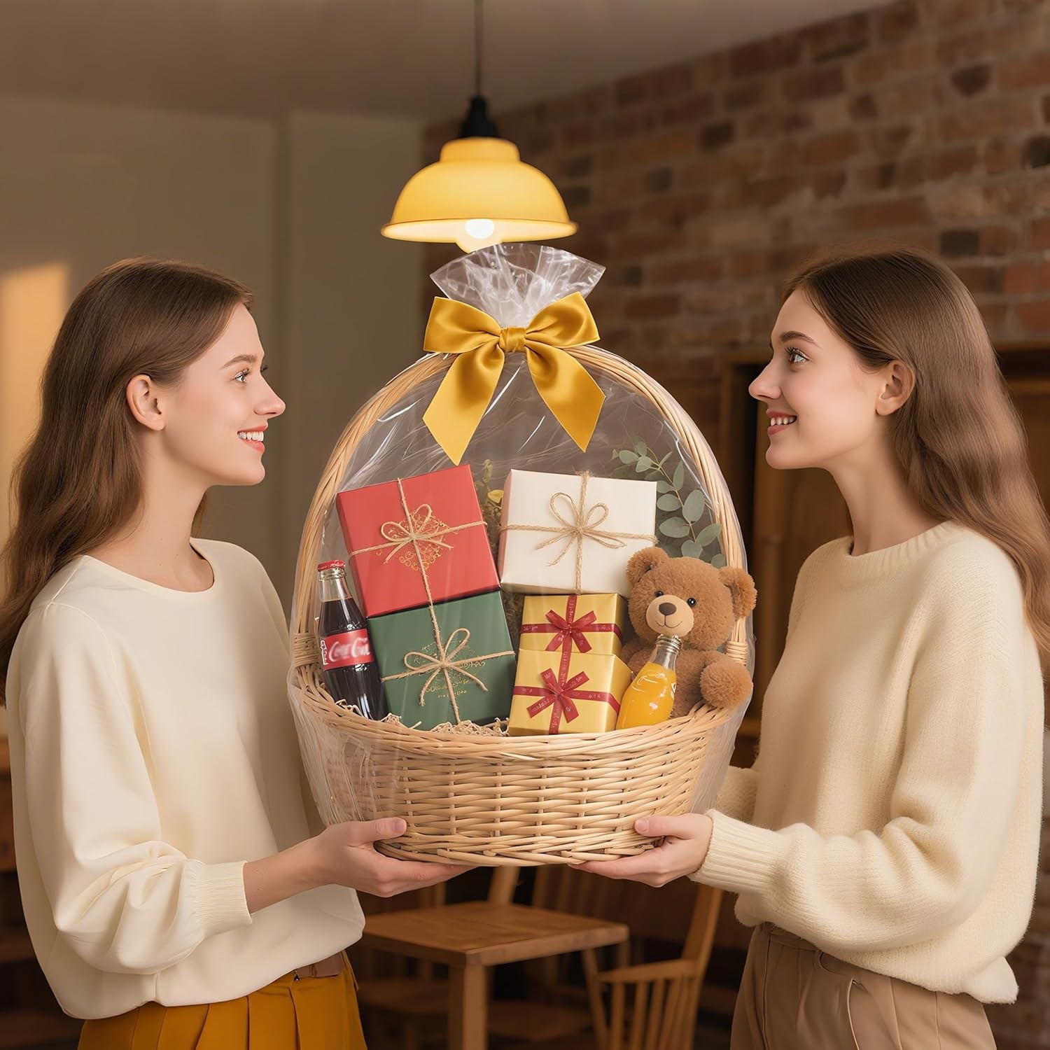 NPLUX Cellophane Wrap for Gift Baskets Bags 10 Pack Large Clear Plastic Gift Bag