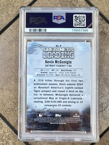 Kevin McGonigle 2025 Bowman Chrome Greatness Loading PSA 10 Tigers - Picture 2 of 2