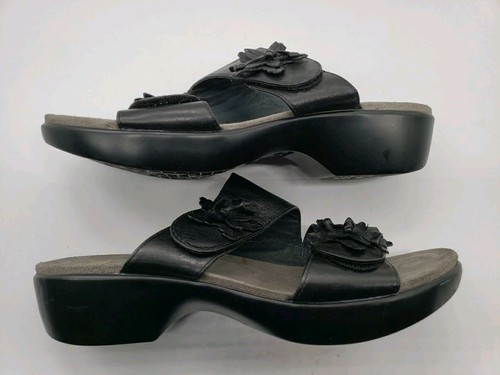 DANSKO Open Toe Slide Wedge Sandal Black Hook & Loop Shoe 8.5 / 39 - Picture 3 of 11
