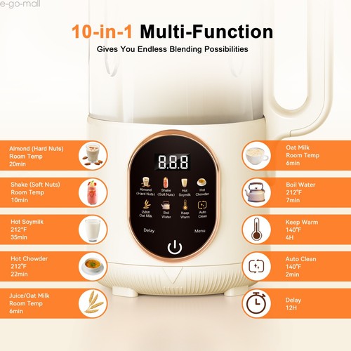 10 in 1 Automatic Nut Almond Milk Maker Delay Start 4H Keep Warm Auto Clean - Picture 19 of 34