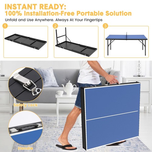 Portable Ping Pong Table, Indoor/Outdoor Ping Pong Table for Adults/Teens, Ta... - Picture 3 of 8