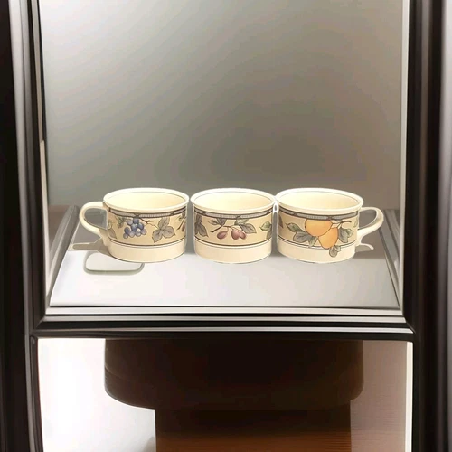 Mikasa Intaglio CAC29 Intaglio Garden Harvest Cups Fruit 8oz Coffee Tea Set Of 3