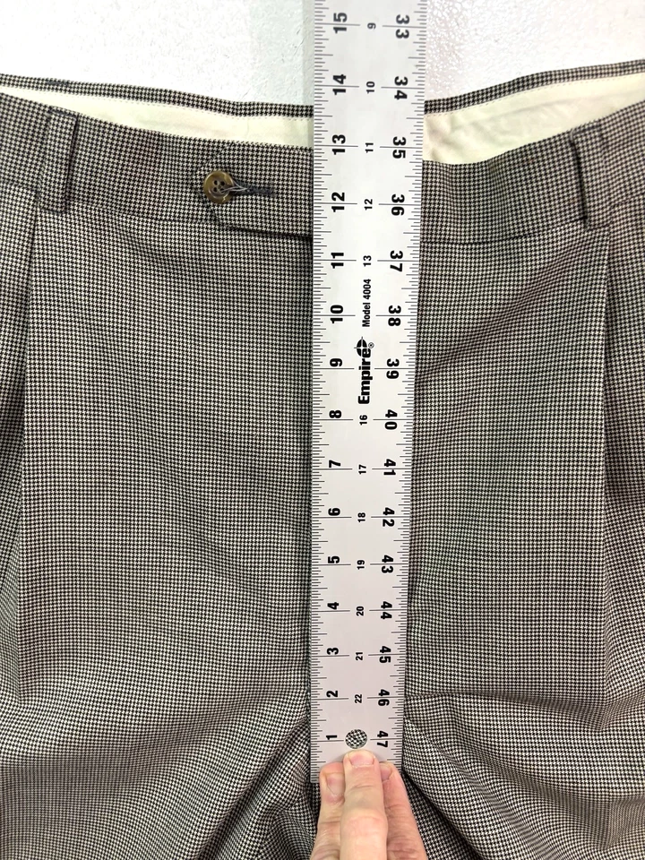 vtg 90s Tommy Hilfiger 42x28 micro black houndstooth wool dress pants trousers - Image 3 of 4
