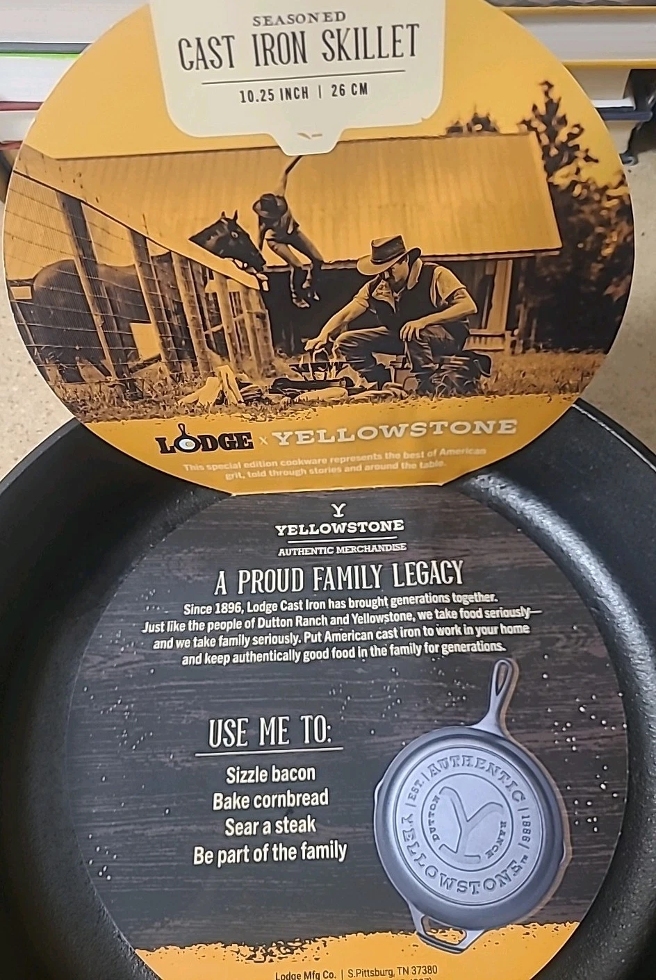 Lodge Yellowstone Cast Iron Skillet 10.25 Inch. Made in the USA