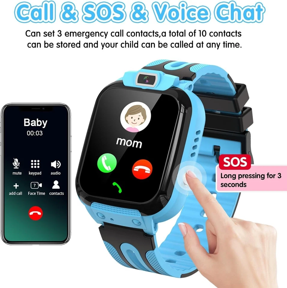 Smartwatch Kinder mit Telefonfunktion GPS Tracker SOS Armbanduhr iPhone Samsung - Bild 4 von 4