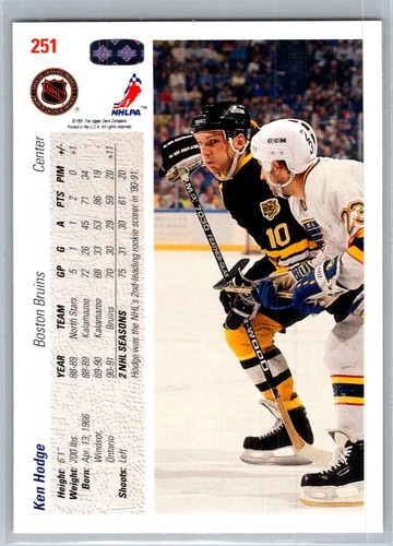 1991-92 Upper Deck Ken Hodge Jr Ken Hodge #251 4 Lot - Picture 2 of 8