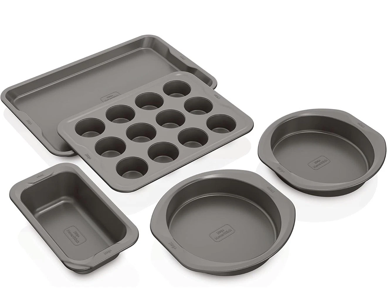 Ninja B35005 Foodi NeverStick Premium 5-Piece Bakeware Sheet Set, Grey