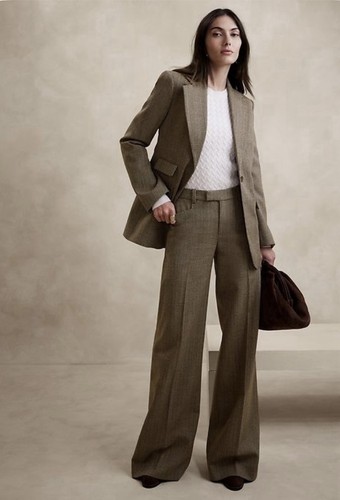 Banana Republic Womens High Rise Wide leg Italian Herringbone Pants Size 10 NWT - Picture 4 of 9