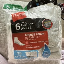 Hanes Cushion Ankle Socks 6 Pair Value Pack White Socks Men's Size 6-12 NEW