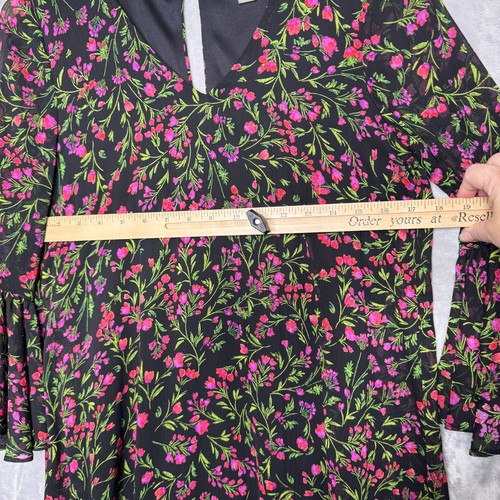 Abito Calvin Klein donna 6 nero Ditsy floreale manica 3/4 volant foderato cambio - Foto 6 di 9