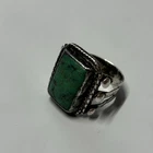 Vintage Silver Green Turquoise Native American Navajo Ring Mens 8.75 Old Pawn