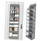 Over the Door Shoe Organizer Hanging with Large Pockets, 8 Tier 1 Pack Grey