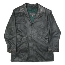 VERSACE Herren Lederjacke schwarz L Leder uni Knopfverschluss klassisch