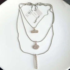 24" White House Black Market WHBM Layered Charms Pendant Statement Necklace $55