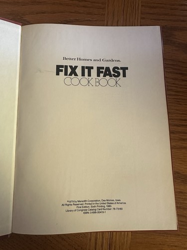 Vintage 1980 Fix It Fast Better Homes Cookbook Recipes Cook Book Hardcover - Picture 2 of 4