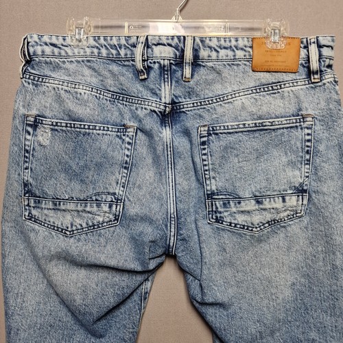 Jack & Jones Intelligence Frank Cropped Jeans Mens 38x32 Blue Denim Distressed - Picture 7 of 17