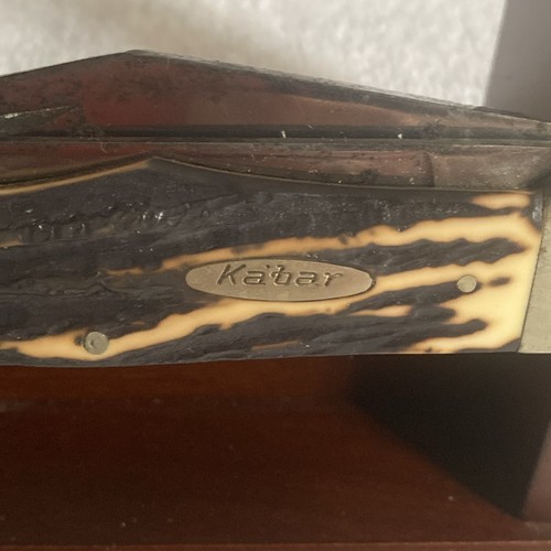 Vintage 1950-60’s Kabar 1184 Folding Hunter Knife Stag Handle Good Looking Knife - Picture 13 of 15