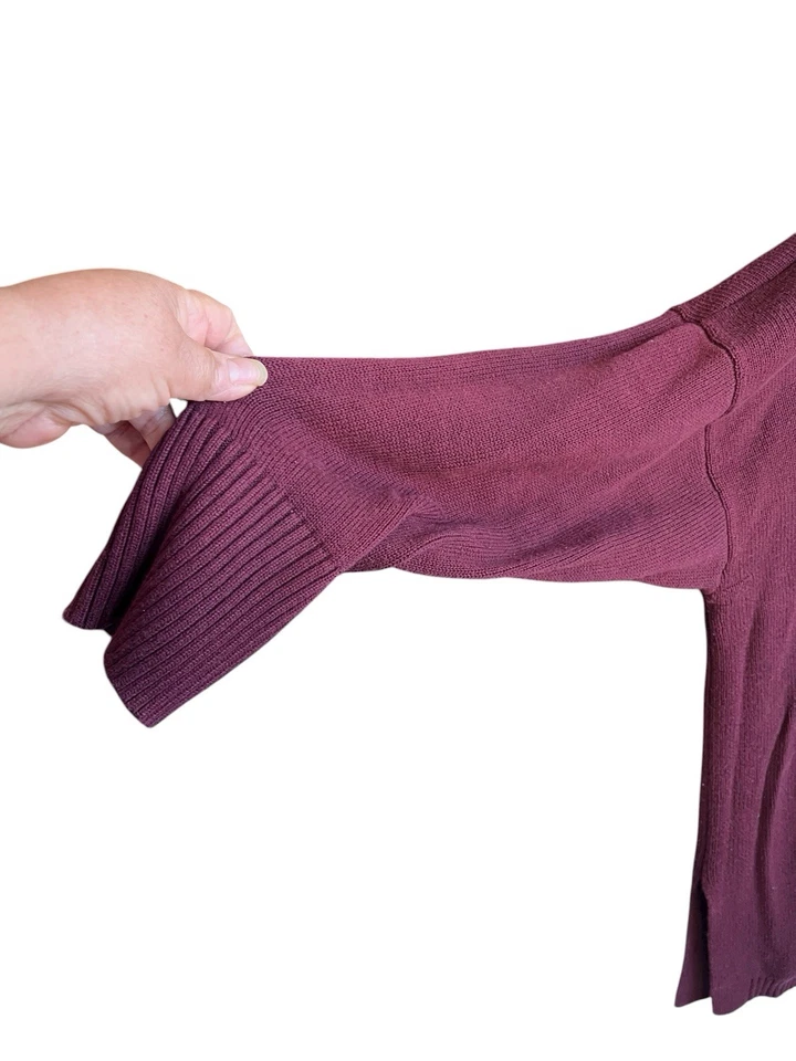 Pulôver feminino H by Halston gola alta suéter túnica tamanho 3X costura dividida borgonha - Imagem 3 de 4