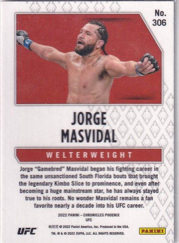 Panini 2022 Chronicles Phoenix UFC No. 306 Jorge Masvidal - Bild 2 von 2