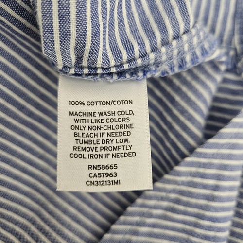 Caslon Boyfriend Tunic Shirt Blue Stripe Long Sleeve Button Up Collared Small - Picture 7 of 7