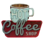 Embossed Metal Coffee Shop Sign - Vintage Kitchen Accent