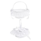Wedding Lace Flower Basket with Fabric Flower Decor Delicate Flower Girl