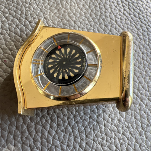 Vintage RARE Ernest Borel Swiss Gold Tone Cocktail 17J Desk Clock Running - Picture 17 of 18