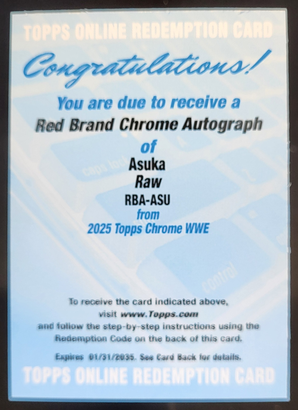 2025 Topps Chrome WWE Asuka Red Brand Auto #RBA-ASU AK3