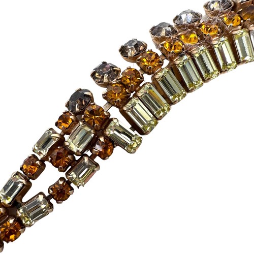 Vtg Yellow Topaz Baguette Round Crystal Bracelet Earrings Unsigned Kramer? - Picture 4 of 21