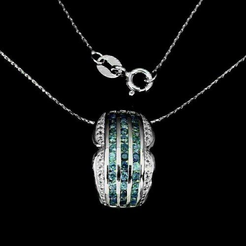 Silver Pendant Blue Sapphire Genuine Natural Gems Solid Sterling With Chain - Picture 5 of 24