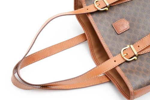 CELINE [Rank AB] Macadam Blason Bucket Tote Hand Bag Purse Vintage Brown Auth - Picture 9 of 17