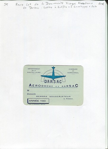 Dépt 43 - Vernassal - Rare Lot de 4 Documents Aérodrome de Darsac Années 1930 - Picture 4 of 4