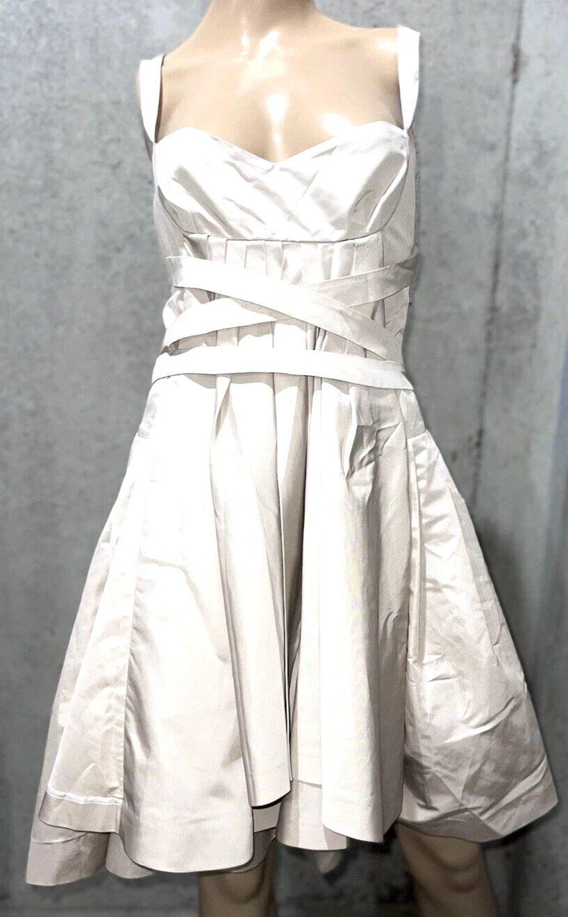 Abito da cocktail Prada vintage 2008 corsetto passerella fiocco schiena linea A US 2 4 IT 40